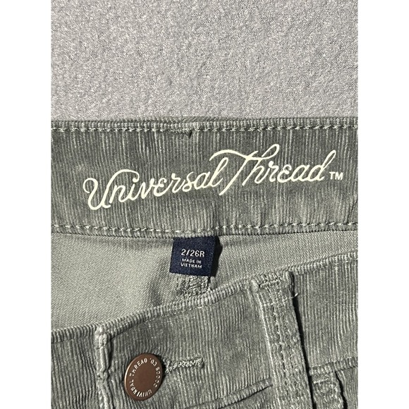 Universal Thread Women's Size 2/26R Olive Green Corduroy Button Fly Slim Pants - Picture 3 of 8